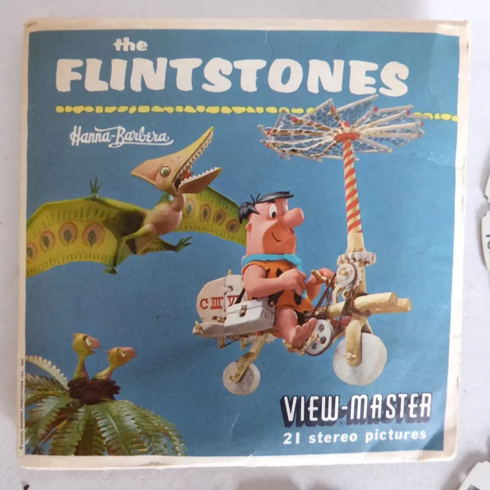 VINTAGE 1951 VIEW MASTER SAWYERS PROJECTOR MOON LANDING FLINTSTONES 14 REELS